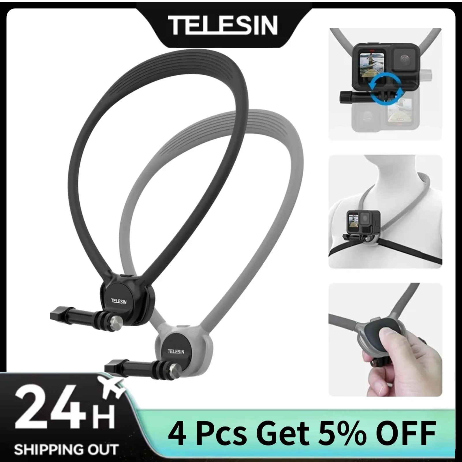 Insta360 Camera Go 3 - TELESIN Silicone Neck Mount for Gopro